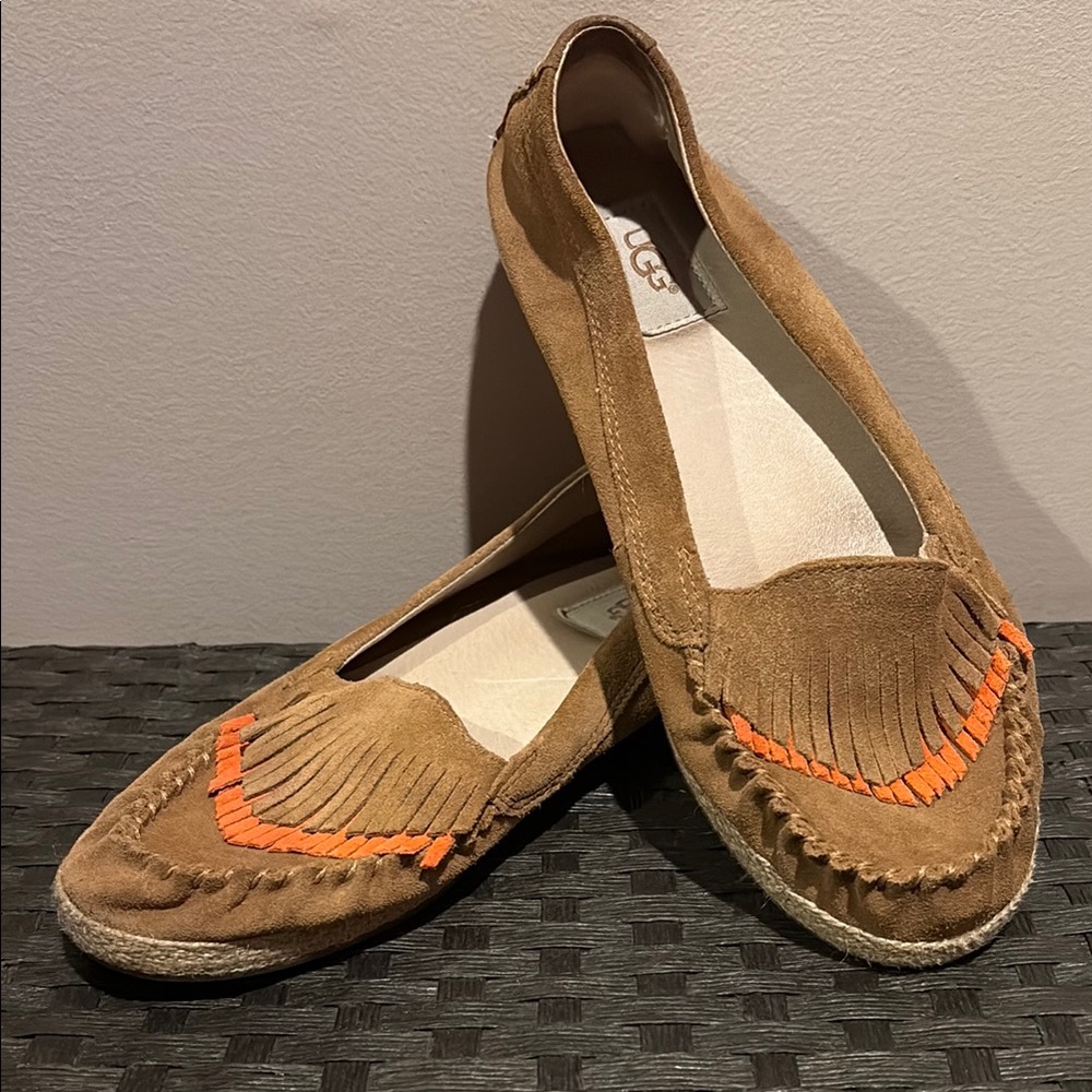 UGG Moccasins Tan and Orange with Cushioned Footbed